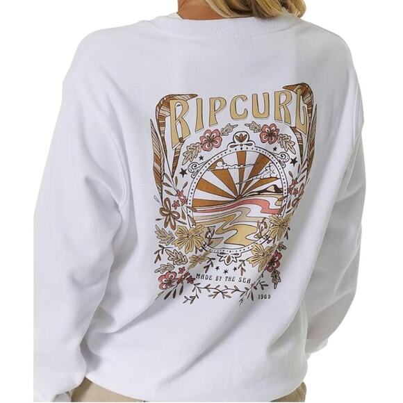 Ripcurl Riptide Relaxed Crew Neck Sweatshirt, Optical White Women's Small NWT - Picture 4 of 11